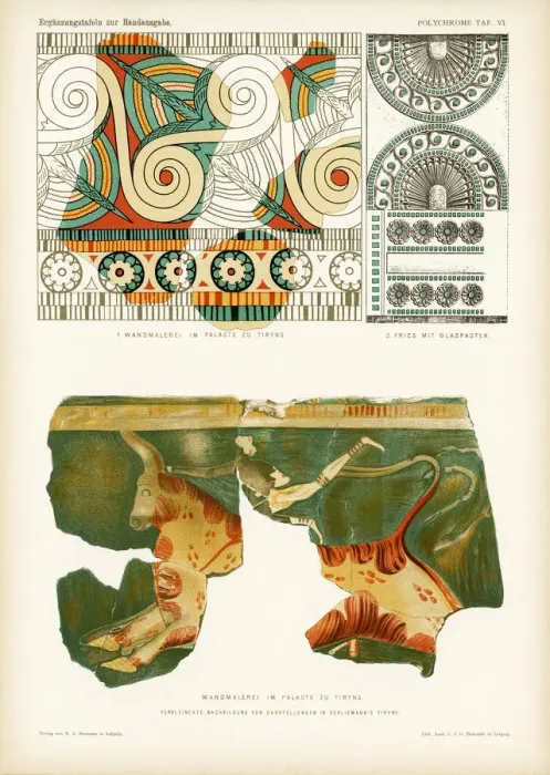 Framed Print : ancient Mycenaean frescos and frieze in Tiryns Framed Print : ancient Mycenaean frescos and frieze in Tiryns
