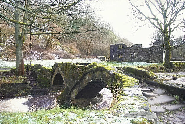 Ancient Pack Horse Bridge and Wycoller Hall