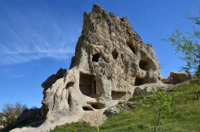 Framed Print : Ancient rock dwellings in Cappadocia, Turkey