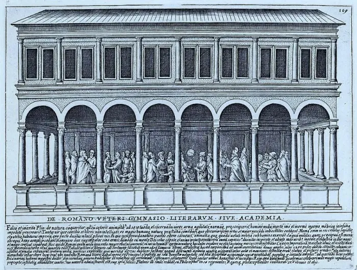 Framed Print : The Ancient Roman Gymnasium or Academy of Letters, historical Rome, Italy, digital reproduction of an original from the 17th century, original date not known Framed Print : The Ancient Roman Gymnasium or Academy of Letters, historical Rome, Italy, digital reproduction of an original from the 17th century, original date not known