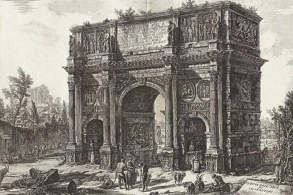 Ancient Rome, Arco di Constantino, Arch of Constantine, 1760, Italy, Historic, digitally restored reproduction from an original of the period