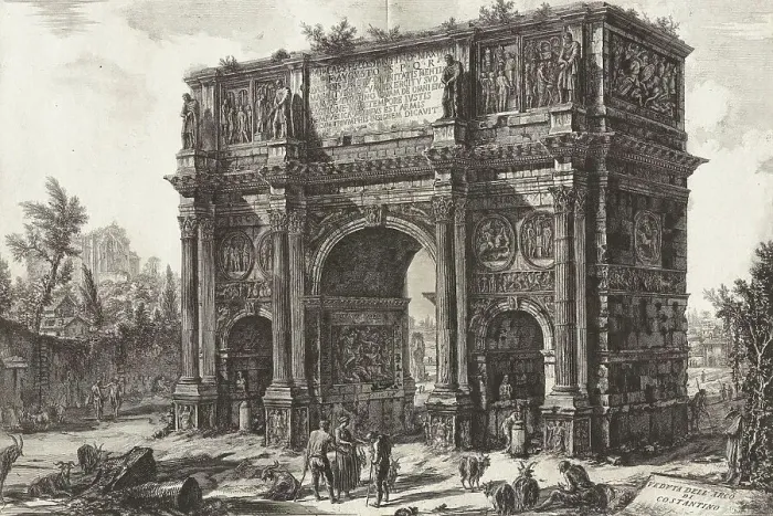 Framed Print : Ancient Rome, Arco di Constantino, Arch of Constantine, 1760, Italy, Historic, digitally restored reproduction from an original of the period Framed Print : Ancient Rome, Arco di Constantino, Arch of Constantine, 1760, Italy, Historic, digitally restored reproduction from an original of the period
