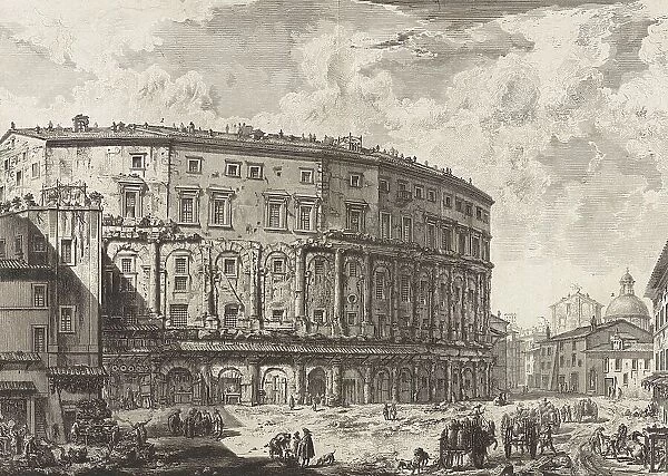 Ancient Rome, Marcellus Theatre was a theatre in ancient Rome that still exists today in the form of a residential building, 1770, Italy, Historic, digitally restored reproduction from an original of the period