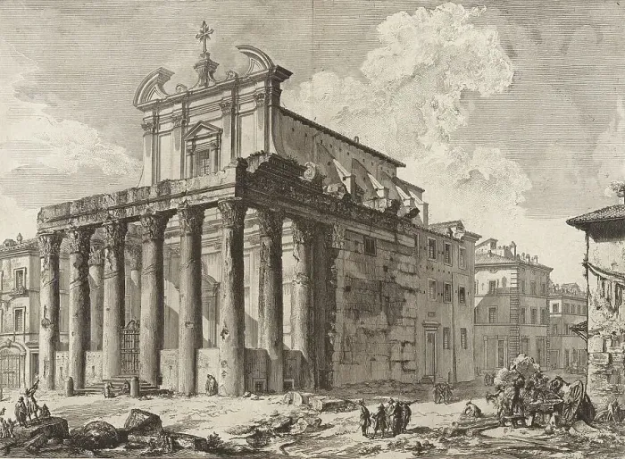 Framed Print : Ancient Rome, Temple of Antoninus Pius and Faustina on the northern edge of the Roman Forum, Historical, 1770, Italy, digitally restored reproduction from an original of the period Framed Print : Ancient Rome, Temple of Antoninus Pius and Faustina on the northern edge of the Roman Forum, Historical, 1770, Italy, digitally restored reproduction from an original of the period