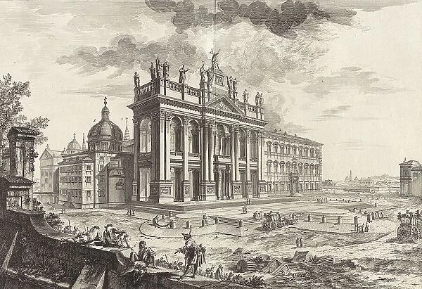 Ancient Rome, View of the Basilica of St John Lateran, Basilica dis Giovanni Laterano, 1770, Italy, Historic, digitally restored reproduction from an original of the period