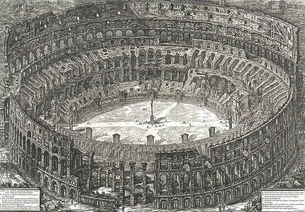Ancient Rome, View of the Flavian Amphitheatre, known as the Colosseum, 1720, Italy, Historical, digitally restored reproduction from an original of the period