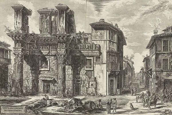Ancient Rome, View of the Remains of the Forum of Nerva, 1760, Italy, Historic, digitally restored reproduction from an original of the period