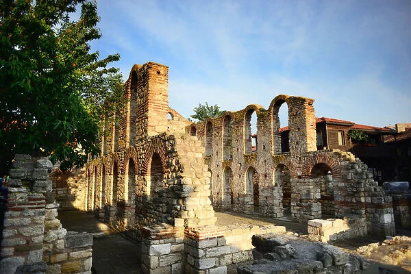 Ancient ruins in Nesebar old town, Black sea, Bulgaria