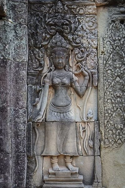 Ancient scalpture at Bayon Temple at Angkor Thom complex