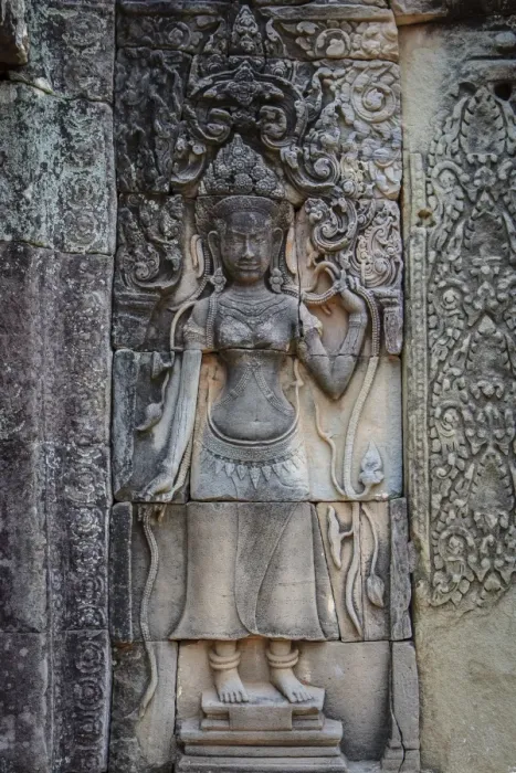 Framed Print : Ancient scalpture at Bayon Temple at Angkor Thom complex Framed Print : Ancient scalpture at Bayon Temple at Angkor Thom complex