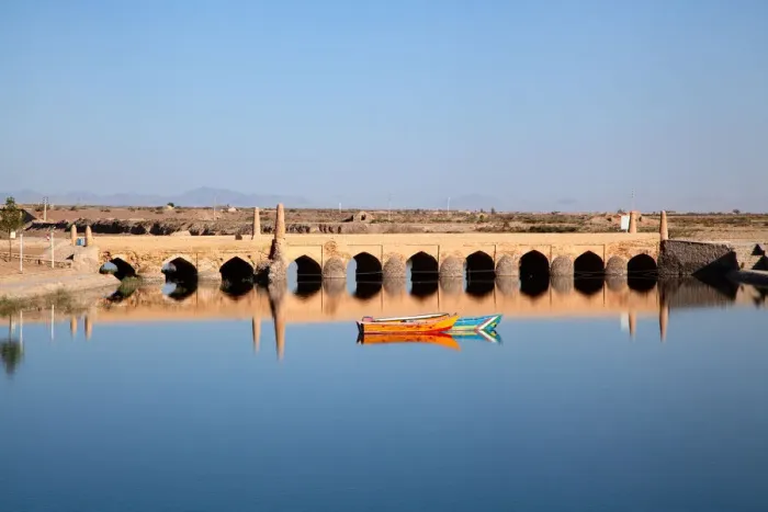 Framed Print : Ancient stone bridge, Varzaneh, Iran