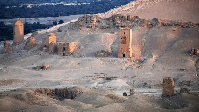 Framed Print : Ancient tower tombs in Syrias Palmyra Framed Print : Ancient tower tombs in Syrias Palmyra