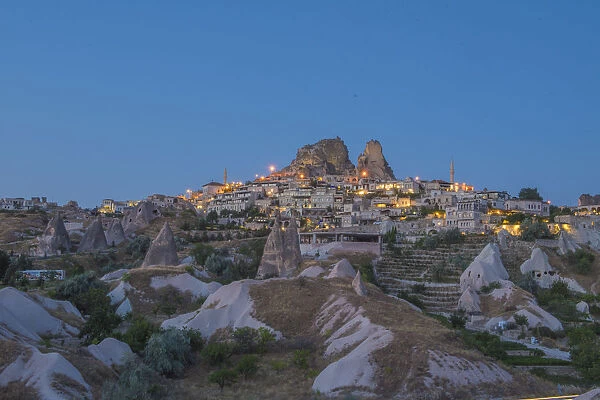 Ancient town and a castle of Uchisar dug, Cappadocia, Turkey