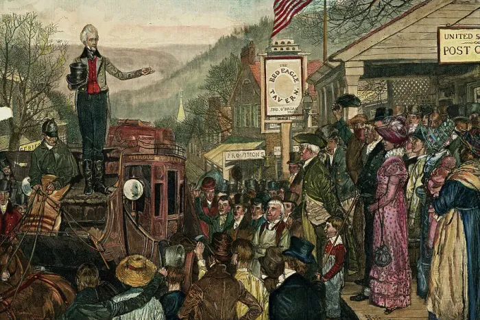 Framed Print : Andrew Jackson Speaking to Crowd After His Election Framed Print : Andrew Jackson Speaking to Crowd After His Election