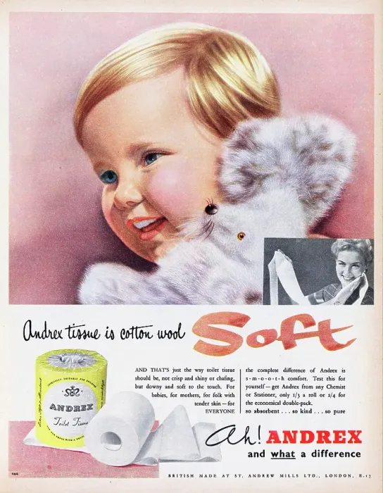 Framed Print : Andrex. 1955: Advertisement for Andrex toilet tissue with the caption Andrex Framed Print : Andrex. 1955: Advertisement for Andrex toilet tissue with the caption Andrex