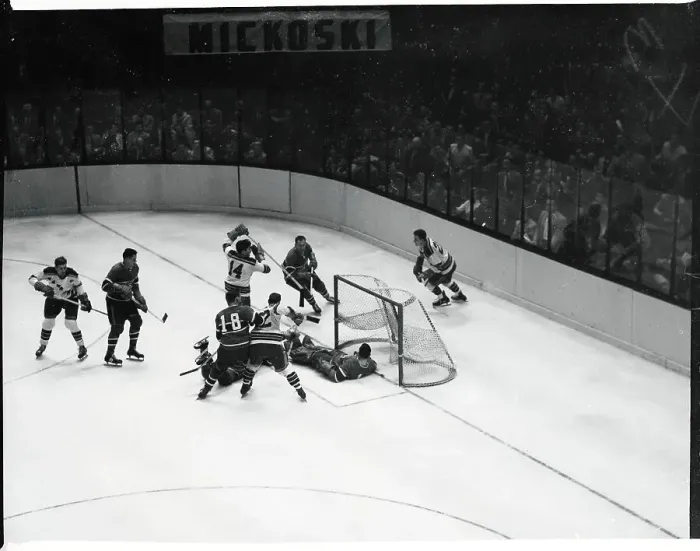 Framed Print : Andy Bathgate Scoring a Goal Framed Print : Andy Bathgate Scoring a Goal