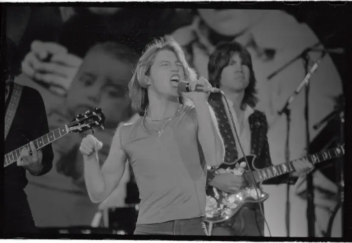 Framed Print : Andy Gibb Performing in Front of Band Framed Print : Andy Gibb Performing in Front of Band