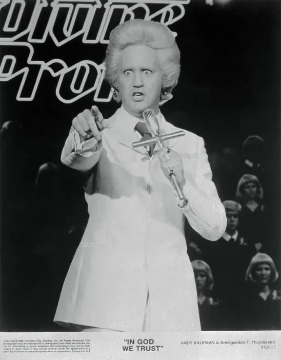 Framed Print : Andy Kaufman in Scene from In God We Trust Framed Print : Andy Kaufman in Scene from In God We Trust