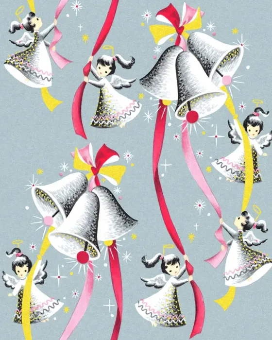 Framed Print : Angel and Bells Pattern Framed Print : Angel and Bells Pattern