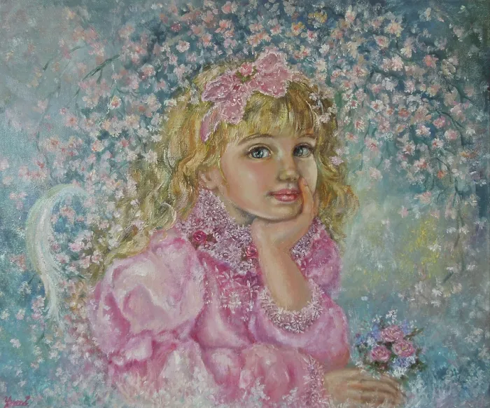 Framed Print : The angel of cherry blossoms. Artist: Sugai, Yumi Framed Print : The angel of cherry blossoms. Artist: Sugai, Yumi