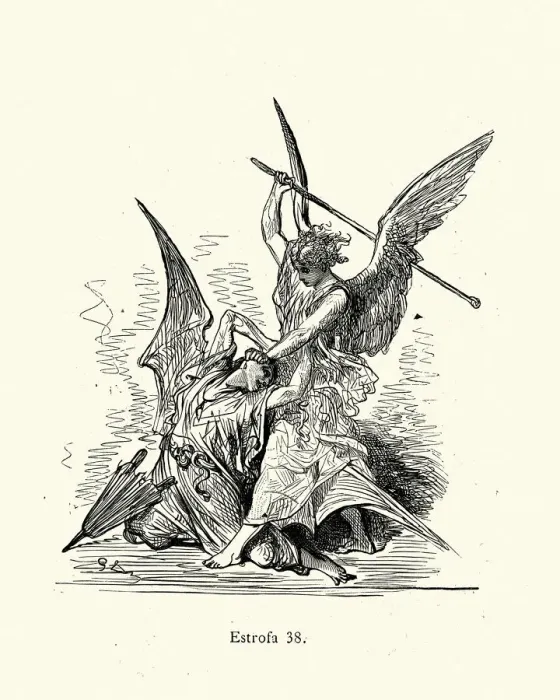 Framed Print : An angel and demon fighting, Good vs Evil Framed Print : An angel and demon fighting, Good vs Evil