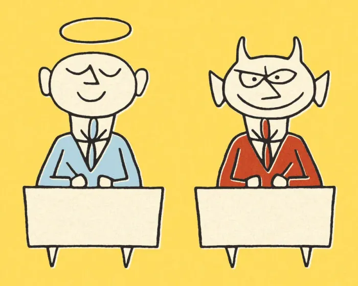Framed Print : Angel and Devil Businessmen Framed Print : Angel and Devil Businessmen