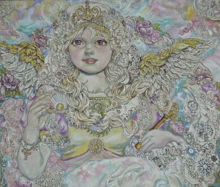 Framed Print : The angel of the Golden pearl. Artist: Sugai, Yumi Framed Print : The angel of the Golden pearl. Artist: Sugai, Yumi