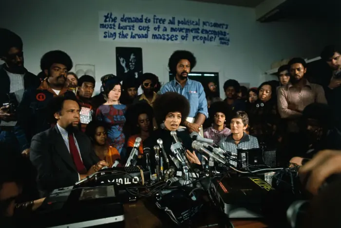 Framed Print : Angela Davis at a News Conference Framed Print : Angela Davis at a News Conference