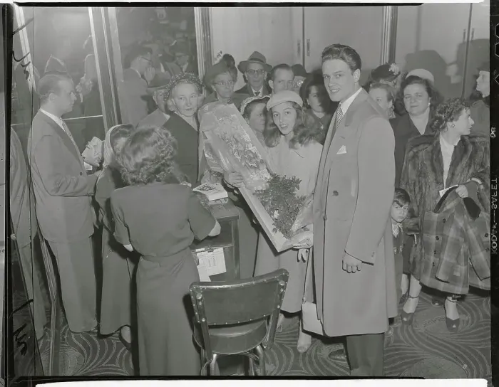 Framed Print : Angeli Pier and John Ericson at Premiere of Teresa Framed Print : Angeli Pier and John Ericson at Premiere of Teresa