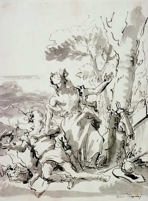 Framed Print : Angelica and Medoro by Domenico Tiepolo Framed Print : Angelica and Medoro by Domenico Tiepolo