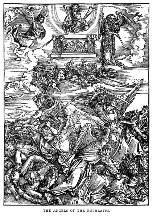 Framed Print : The Angels of the Euphrates by Albrecht Durer Framed Print : The Angels of the Euphrates by Albrecht Durer
