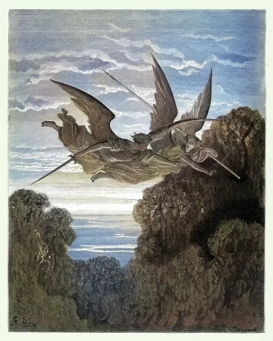 Framed Print : Angels flying over Garden of Eden, Milton's Paradise Lost, Gustave Dore Framed Print : Angels flying over Garden of Eden, Milton's Paradise Lost, Gustave Dore