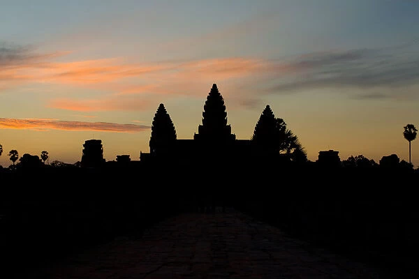 Angkor Temple Silhouette Sunrise Inner Entrance