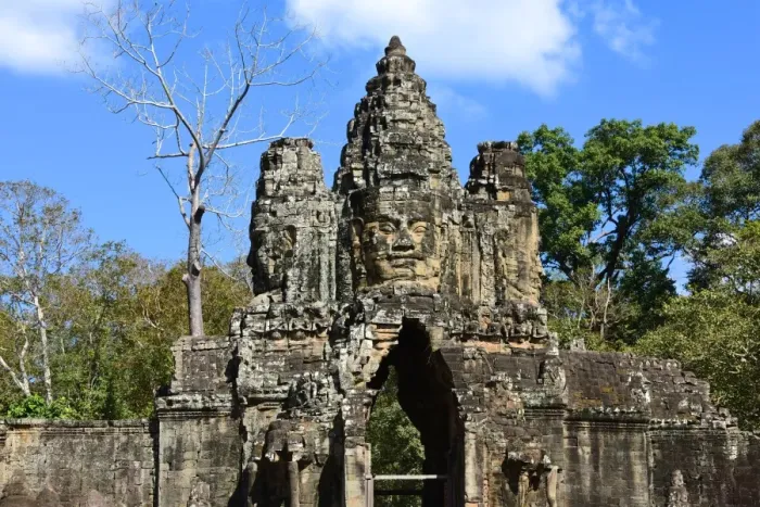 Framed Print : Angkor Thom South gate, towards the Bayon Temple, Siem Reap, Cambodia