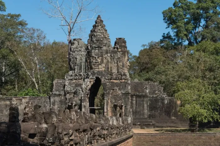 Framed Print : Angkor Thom South gate and bridge, Bayon Temple, Siem Reap, Cambodia