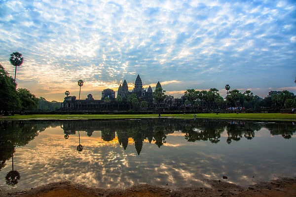 Angkor Wat cambodia with sunrise reflect in the morning. Angkor thom, siem reap, cambodia