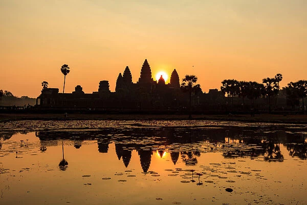 Angkor Wat during sunrise with reflection
