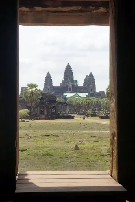 Framed Print : Angkor Wat temple viewed through window