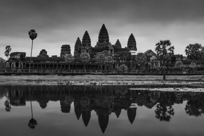 Framed Print : Angkot Wat in black and white Framed Print : Angkot Wat in black and white