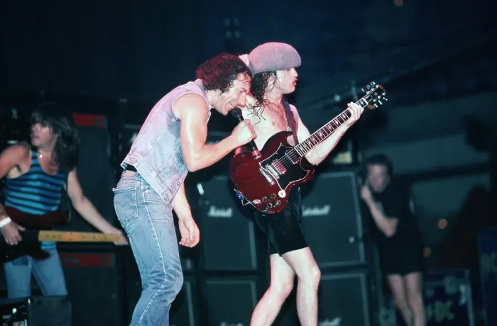 Framed Print : Angus Young And Brian Johnson Of AC / DC