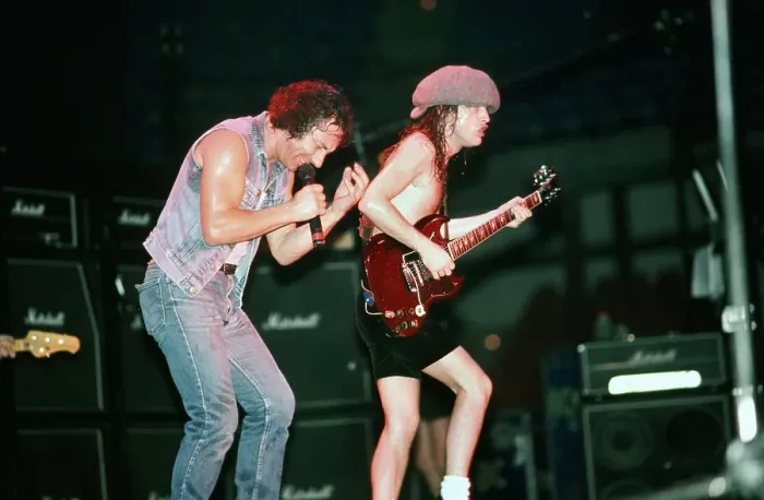 Framed Print : Angus Young And Brian Johnson Of AC / DC