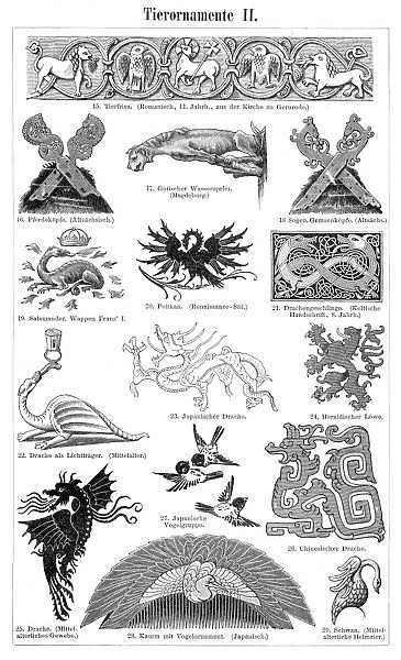 Animal style ornaments engraving 1895