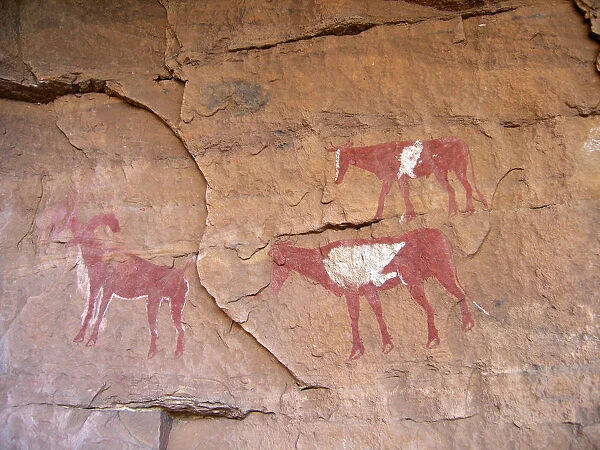 Three Animals, Rock painting in the Sahara