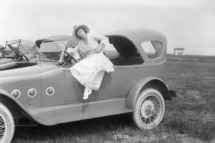 Framed Print : Ann Pennington In Chalmers Car In Dress Framed Print : Ann Pennington In Chalmers Car In Dress