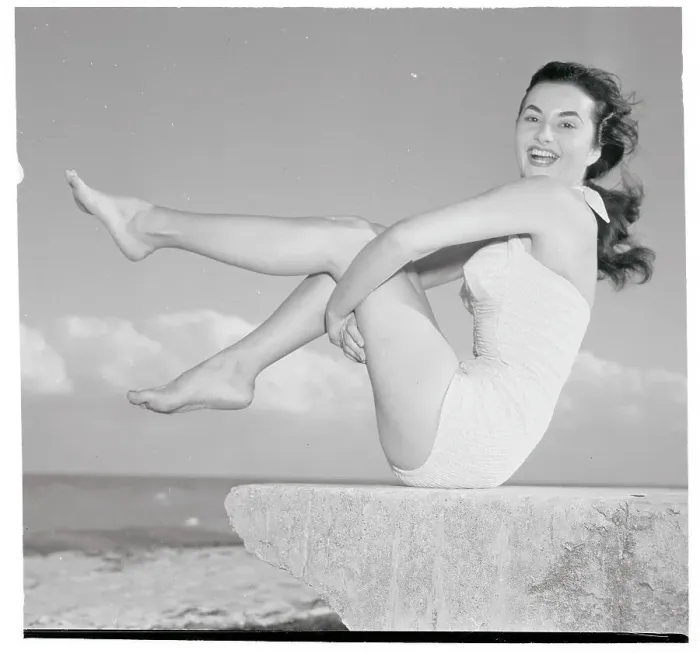 Framed Print : Ann Schraedel Posing on Seawall Framed Print : Ann Schraedel Posing on Seawall