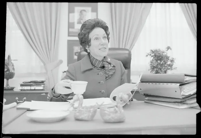 Framed Print : Anne Armstong at Her Desk Framed Print : Anne Armstong at Her Desk