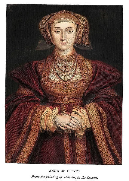 Anne of Cleves. ' Vintage engraving of Anne of Cleves by Hans Hobein