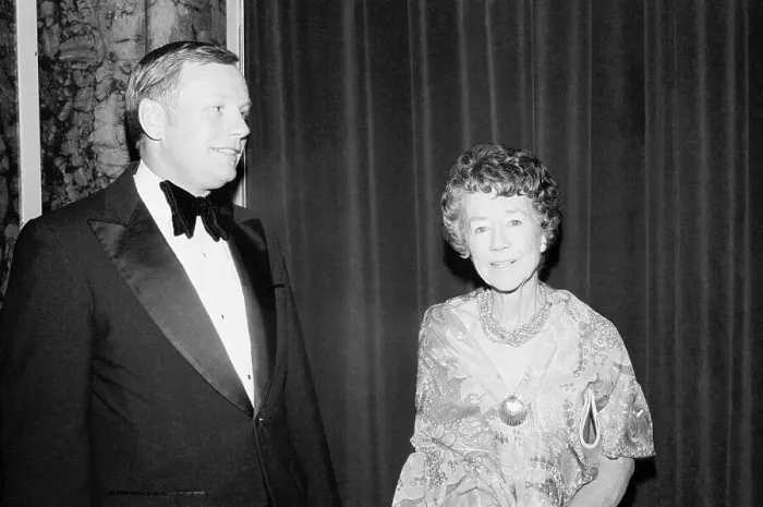 Framed Print : Anne Morrow Lindbergh Chatting with Guests at Banquet
