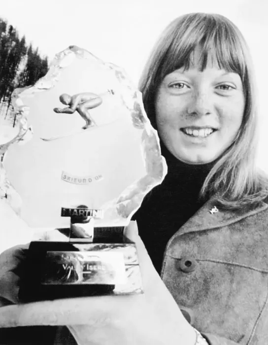 Framed Print : Annemarie Proell Holding Ski Trophy Framed Print : Annemarie Proell Holding Ski Trophy
