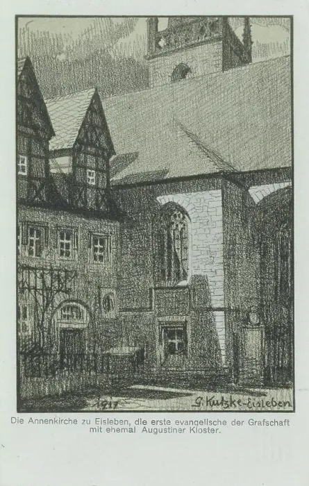 Framed Print : Annenkirche in Eisleben, county Mansfeld-Suedharz, Saxony-Anhalt, Germany, view around ca 1910, digital reproduction of a historical postcard, from that time, exact date unknown
